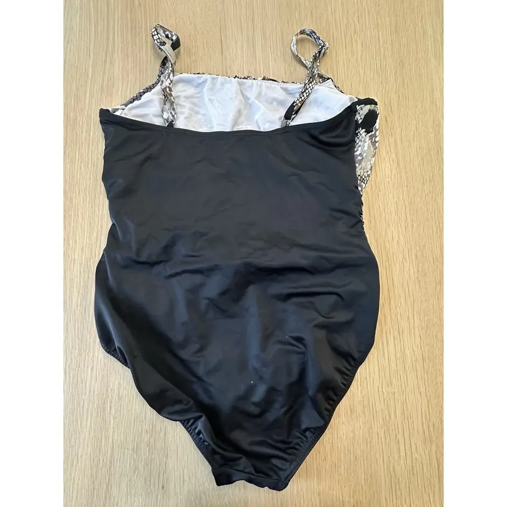 Miraclesuit Women's One Piece Slimming Built In Bra Swimsuit Size 14 2555